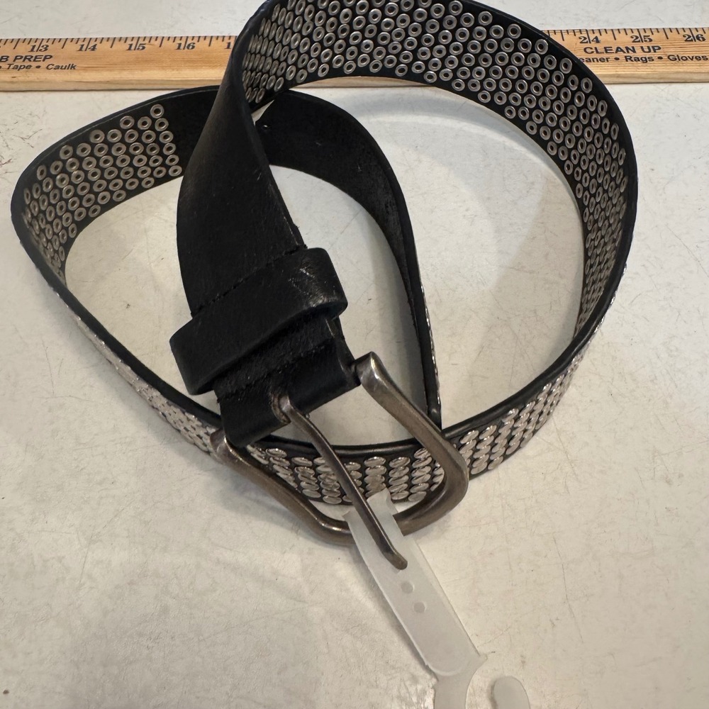 Target Studded Grommet Belt Womens Medium Black Silver Punk Rock Grunge TARB43